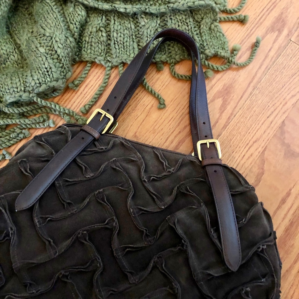 Cole Haan large brown suede satchel - Picture 2 of 6